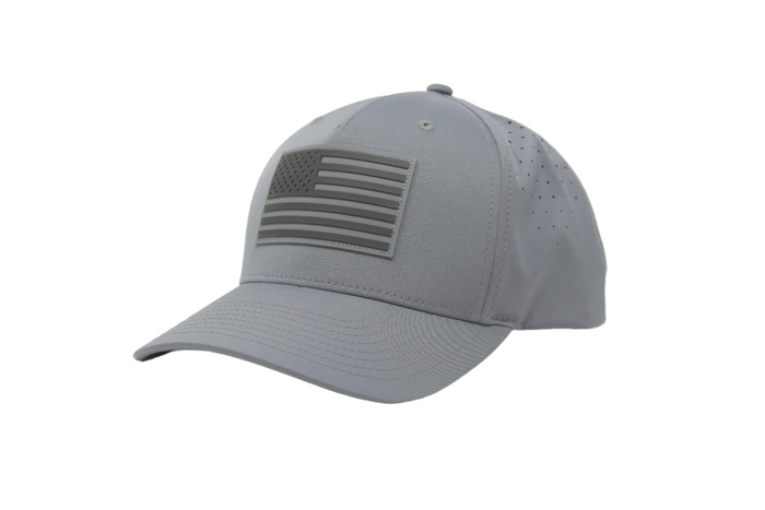 American Flag Hat PVC Curved Performance - Grey