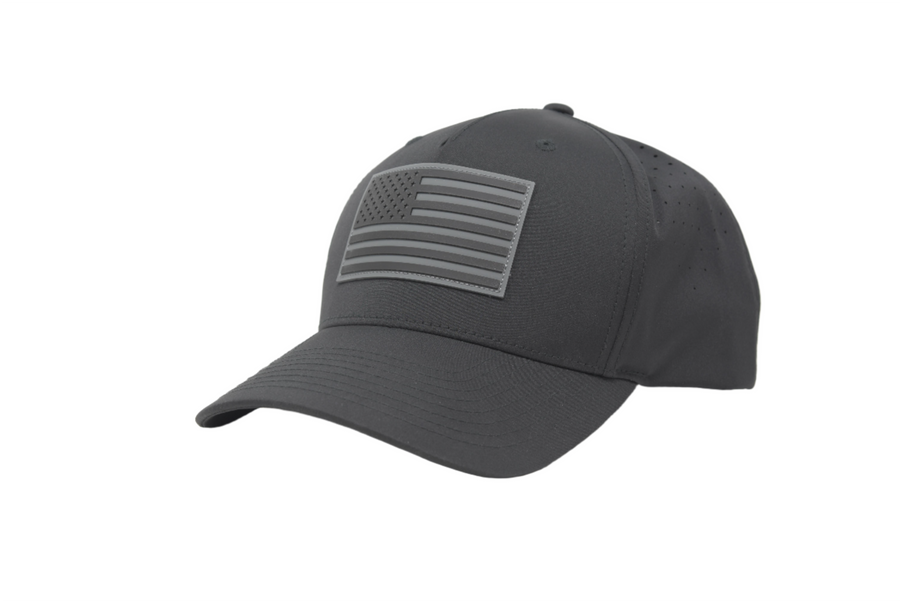 American Flag Hat PVC Curved Performance - Black