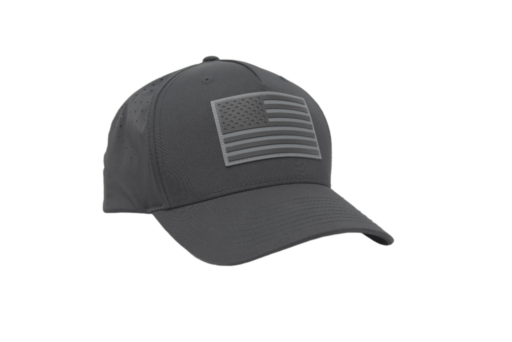 American Flag Hat PVC Curved Performance - Black