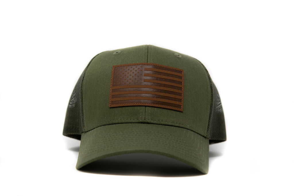 American Flag Hat- Olive Drab